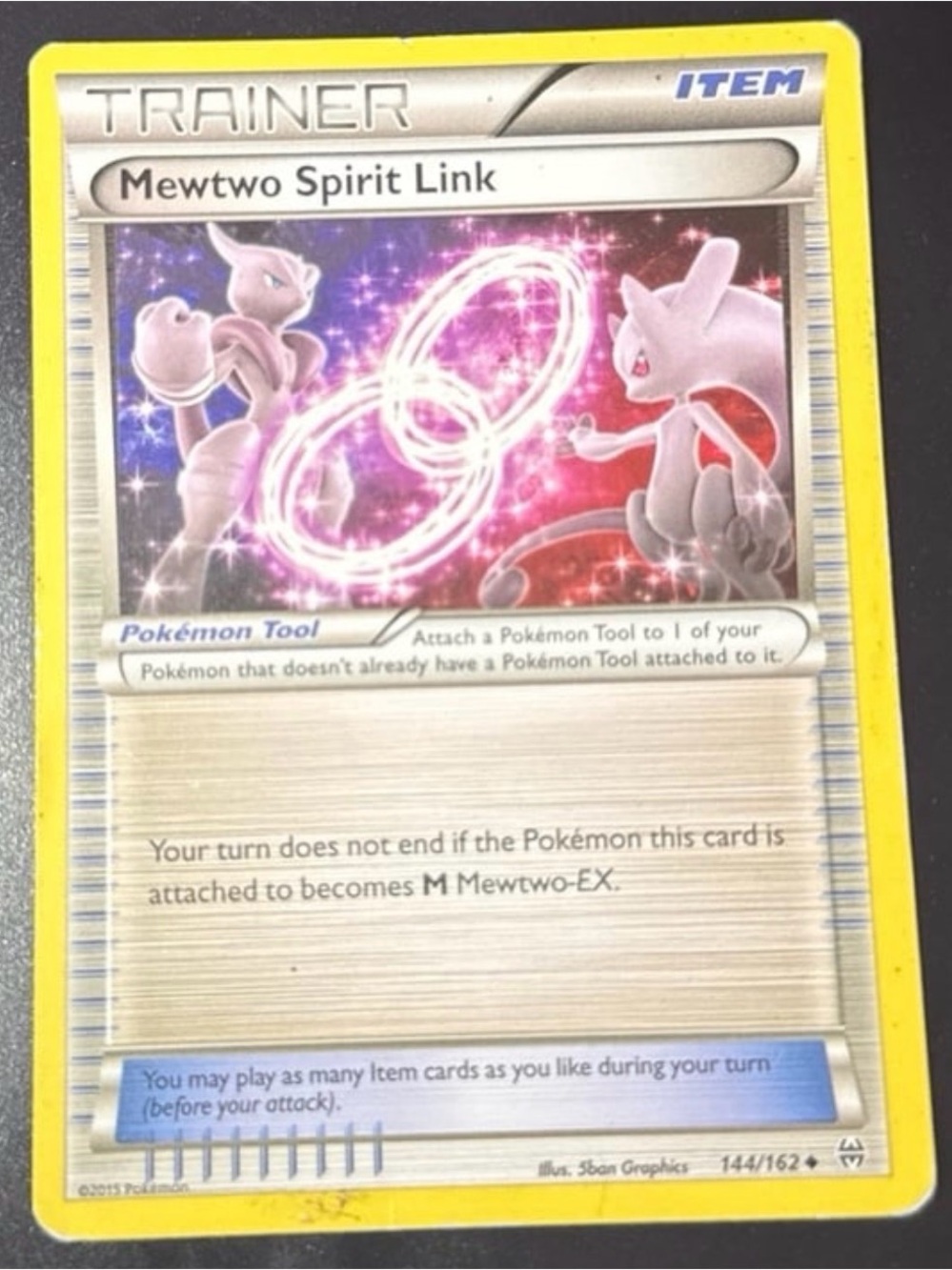 Mewtwo Spirit Link 144/162 rare NonHoloFoil XY Breakthrough HP 2015 release